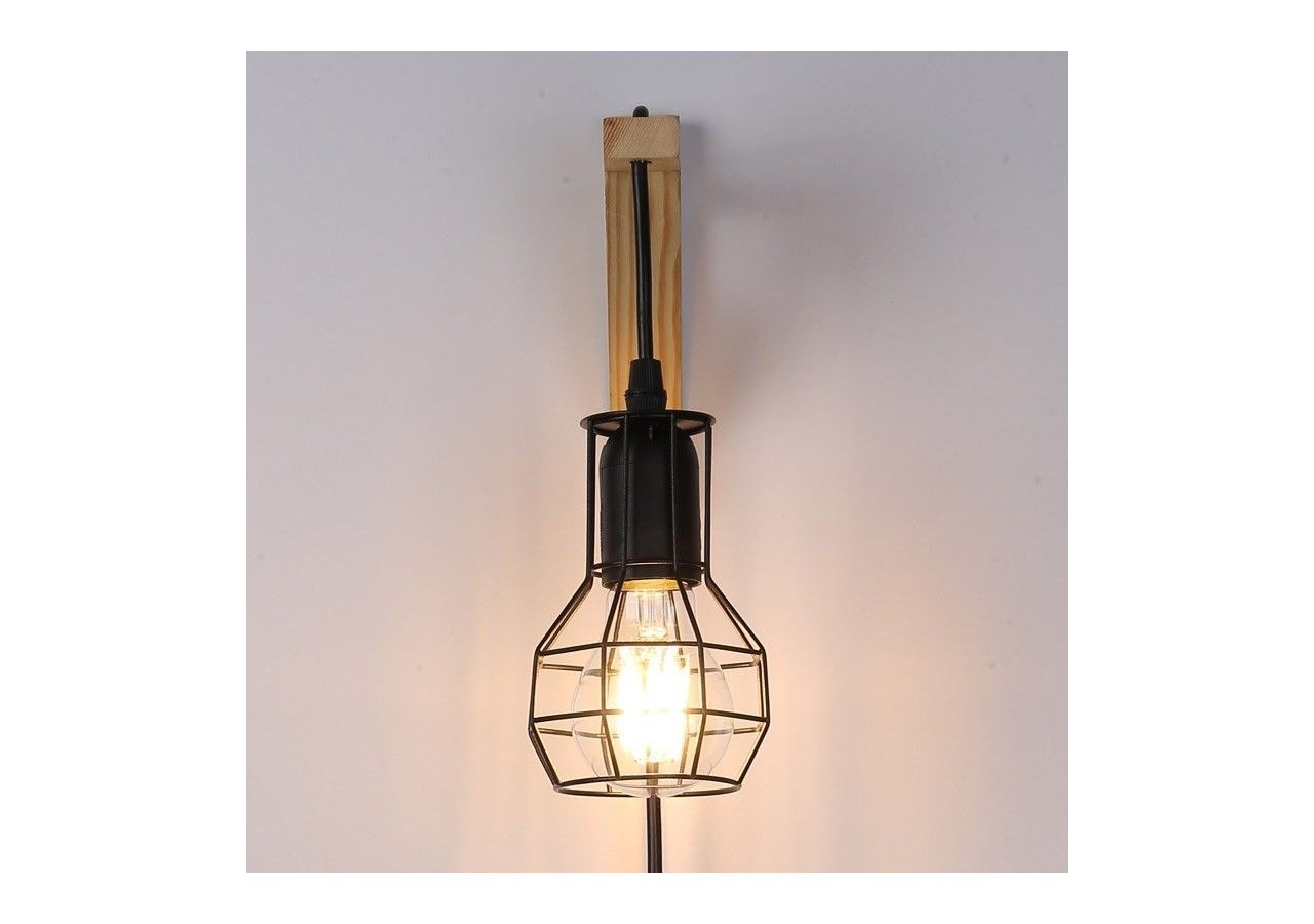 Applique murale en bois et cage "MICA" avec ampoule de 4W 2000K - LN124-N - Barcelona LED
