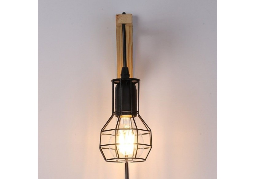 Applique murale en bois et cage "MICA" avec ampoule de 4W 2000K - LN124-N - Barcelona LED Applique murale en bois et cage "MICA" avec ampoule de 4W 2000K - LN124-N - Barcelona LED