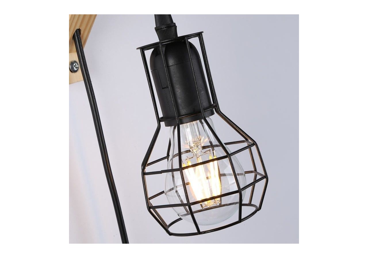 Applique murale en bois et cage "MICA" avec ampoule de 4W 2000K - LN124-N - Barcelona LED