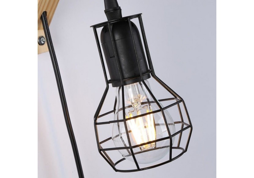 Applique murale en bois et cage "MICA" avec ampoule de 4W 2000K - LN124-N - Barcelona LED Applique murale en bois et cage "MICA" avec ampoule de 4W 2000K - LN124-N - Barcelona LED