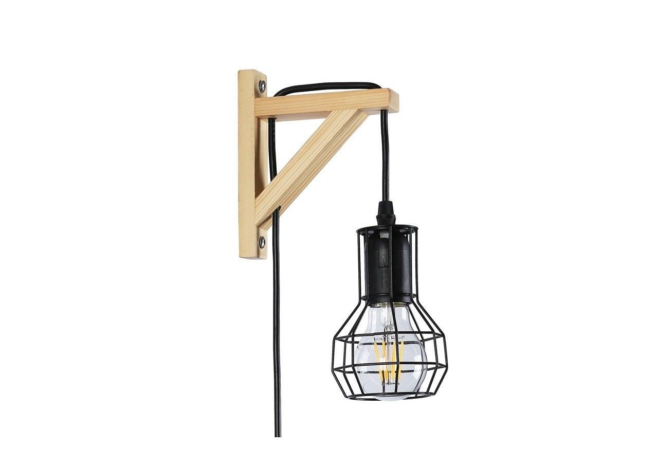 Applique murale en bois et cage "MICA" avec ampoule de 4W 2000K - LN124-N - Barcelona LED