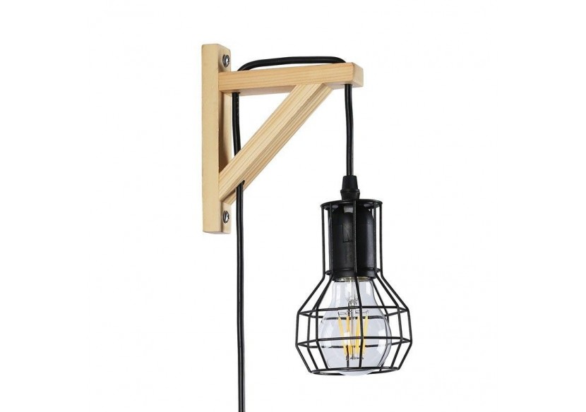 Applique murale en bois et cage "MICA" avec ampoule de 4W 2000K - LN124-N - Barcelona LED Applique murale en bois et cage "MICA" avec ampoule de 4W 2000K - LN124-N - Barcelona LED
