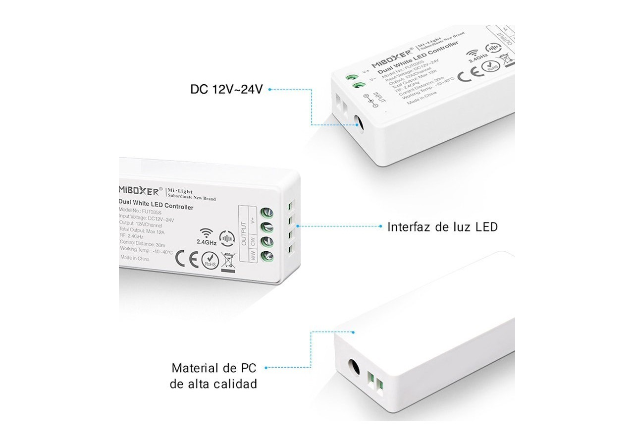 Contrôleur LED unicolore Mi Light DC12V-24V 2.4GHz - FUT036S - Barcelona LED