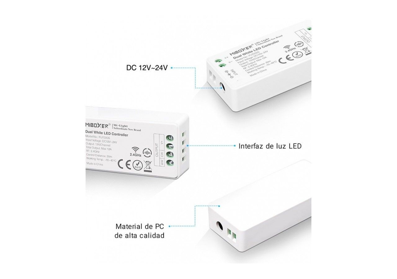 Contrôleur LED CCT Mi Light DC12V-24V 2.4GHz - FUT035S - Barcelona LED