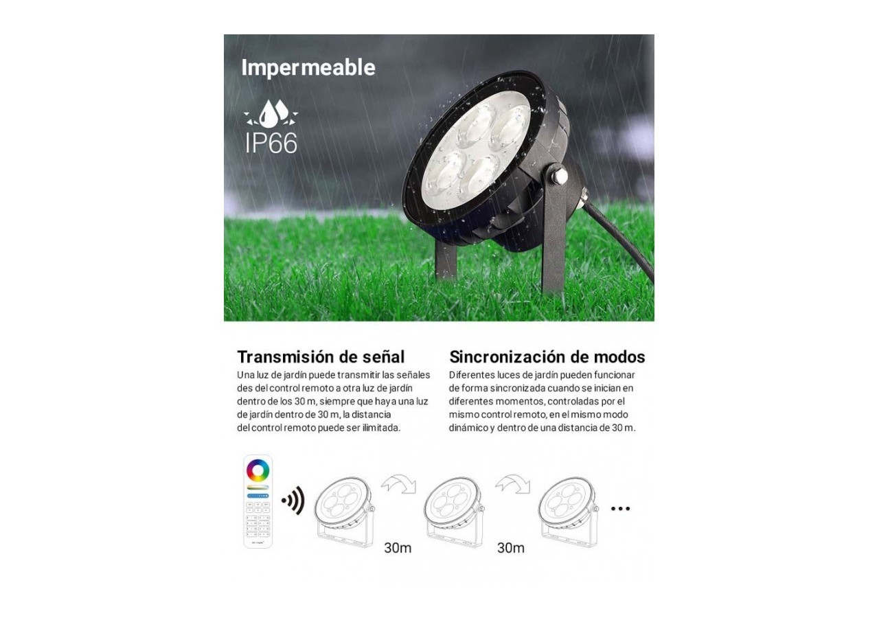 Projecteur LED 18W RGB+CCT contrôle par RF / WiFi - IP66 - FUTC09 - Barcelona LED