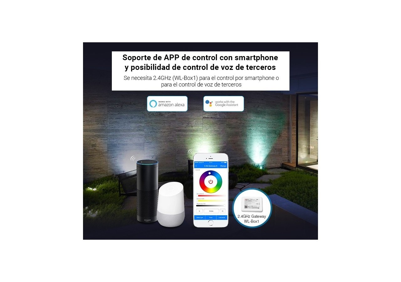 Projecteur LED 18W RGB+CCT contrôle par RF / WiFi - IP66 - FUTC09 - Barcelona LED