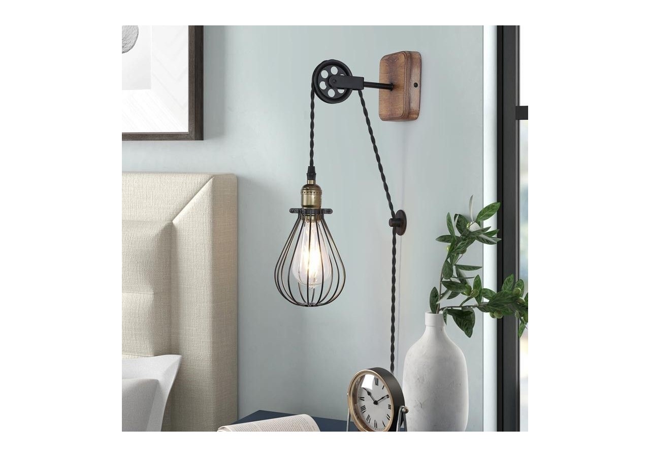 Lampe murale vintage "PENDOL" avec prise - LV310-N - Barcelona LED