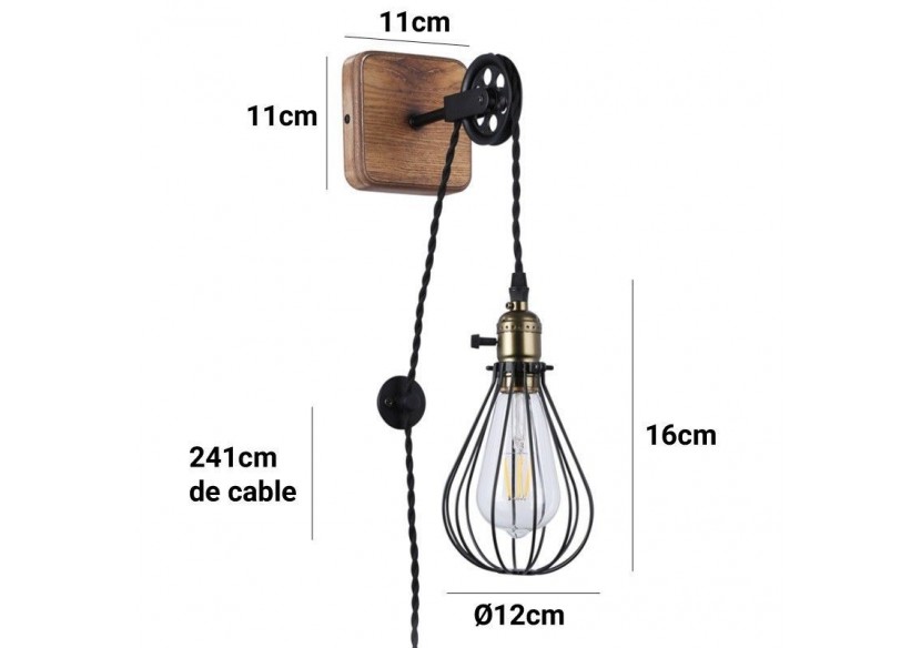 Lampe murale vintage "PENDOL" avec prise - LV310-N - Barcelona LED Lampe murale vintage "PENDOL" avec prise - LV310-N - Barcelona LED