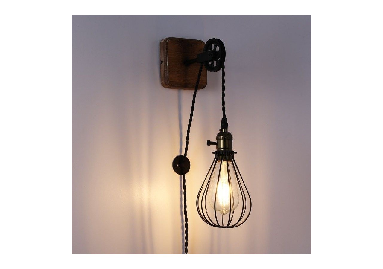 Lampe murale vintage "PENDOL" avec prise - LV310-N - Barcelona LED