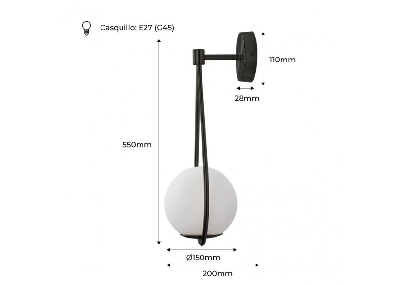 Applique murale globe en verre "Clara" - E14 - LD1005-N - Barcelona LED Applique murale globe en verre "Clara" - E14 - LD1005-N - Barcelona LED