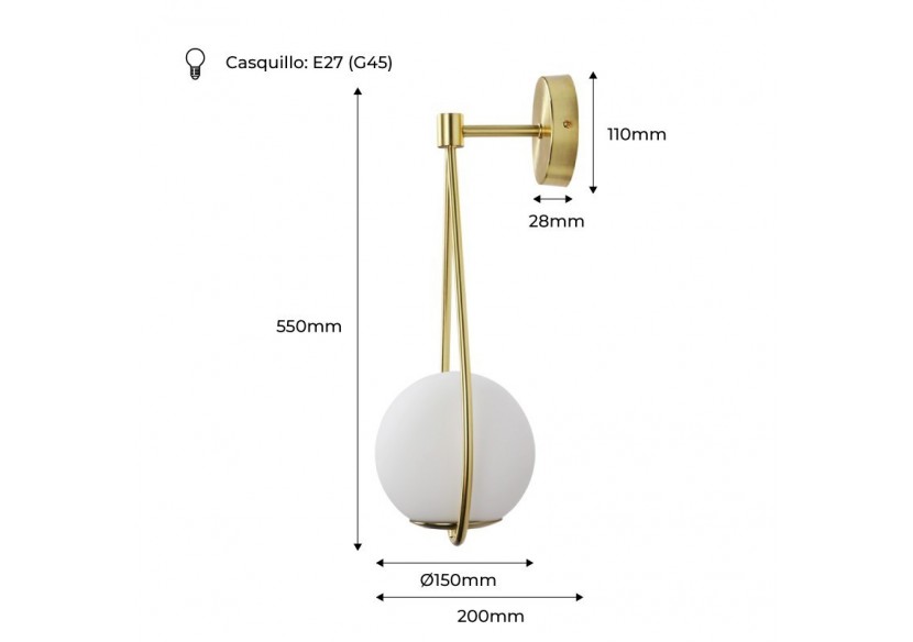 Applique murale globe en verre "Clara" - E14 - LD1005-D - Barcelona LED Applique murale globe en verre "Clara" - E14 - LD1005-D - Barcelona LED