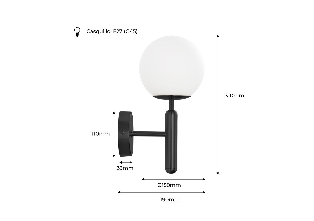 Applique murale globe en verre "Elsa" - E14 - LD1004-N - Barcelona LED