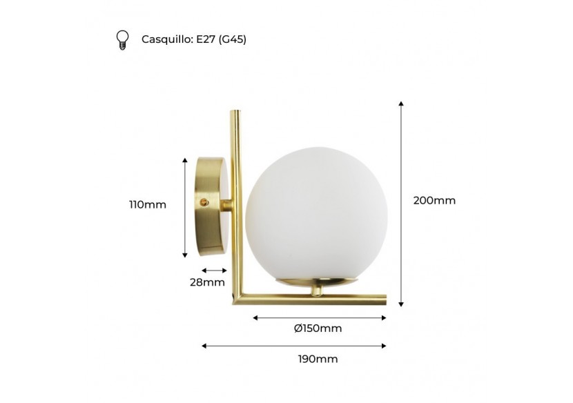 Applique murale globe en verre "Margaret" - LD1001-D - Barcelona LED Applique murale globe en verre "Margaret" - LD1001-D - Barcelona LED