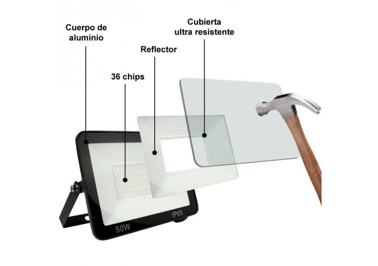 Projecteur extérieur LED 50W 4584LM IP65 - B1883-2-BF - Barcelona LED 2