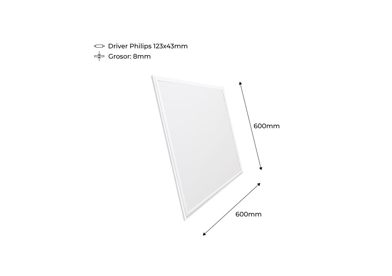 Panneau LED 60x60 avec kit encastrable 44W UGR19 Driver Philips - B4295-UGR19-BF - Barcelona LED