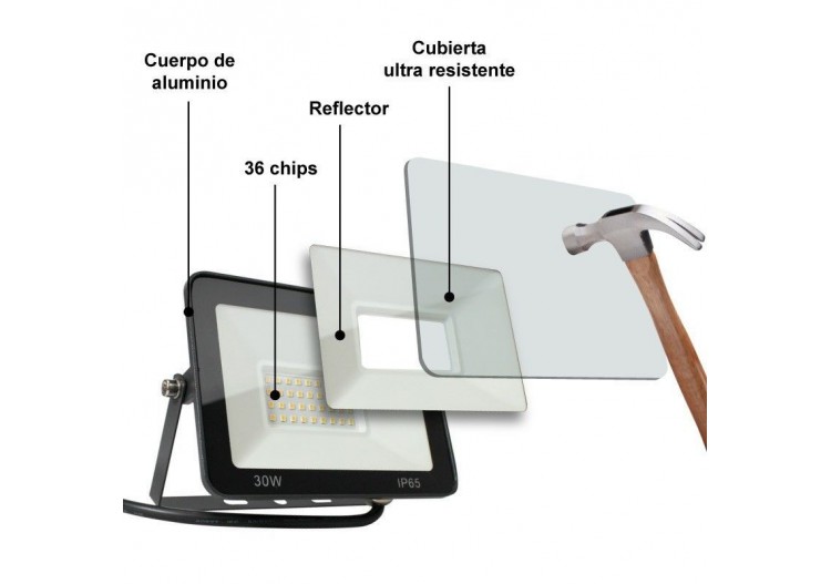Projecteur extérieur LED 30W 2806LM IP65 - B1882-2-BC - Barcelona LED 2