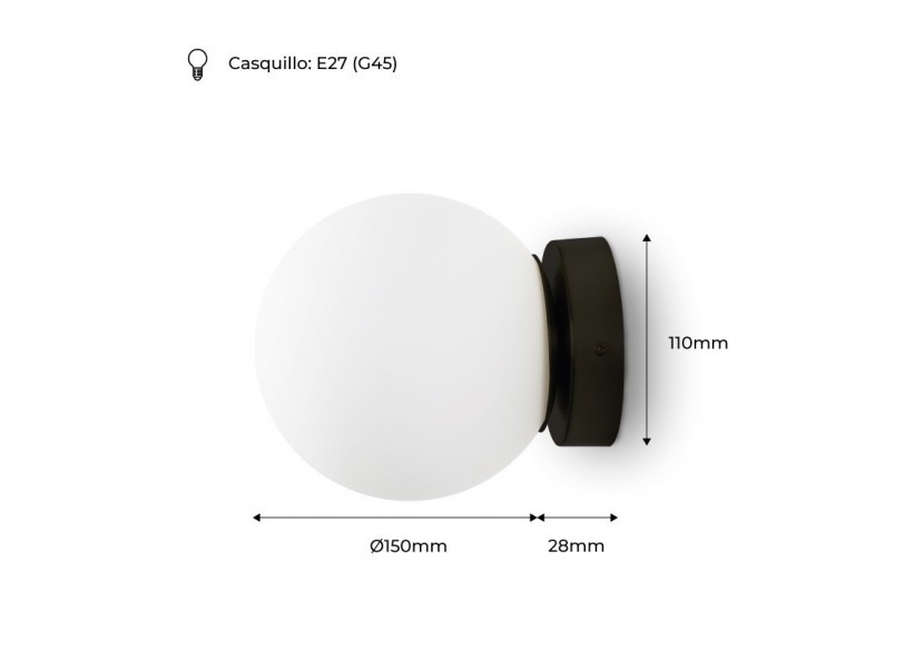 Applique murale globe en verre "Rober" - LD1003-N - Barcelona LED Applique murale globe en verre "Rober" - LD1003-N - Barcelona LED