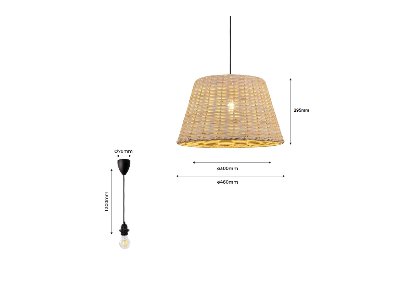 Suspension en osier "Hank" - K175-N - Barcelona LED