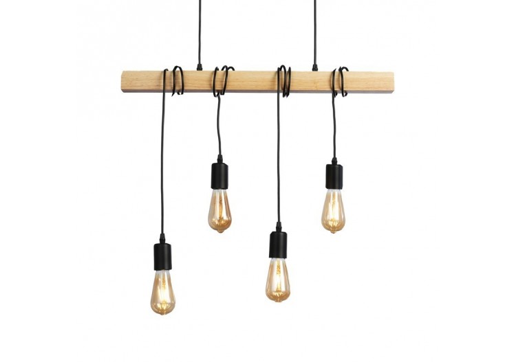 Suspension vintage en bois "Otto" - 4 x E27 - LM131-N - Barcelona LED