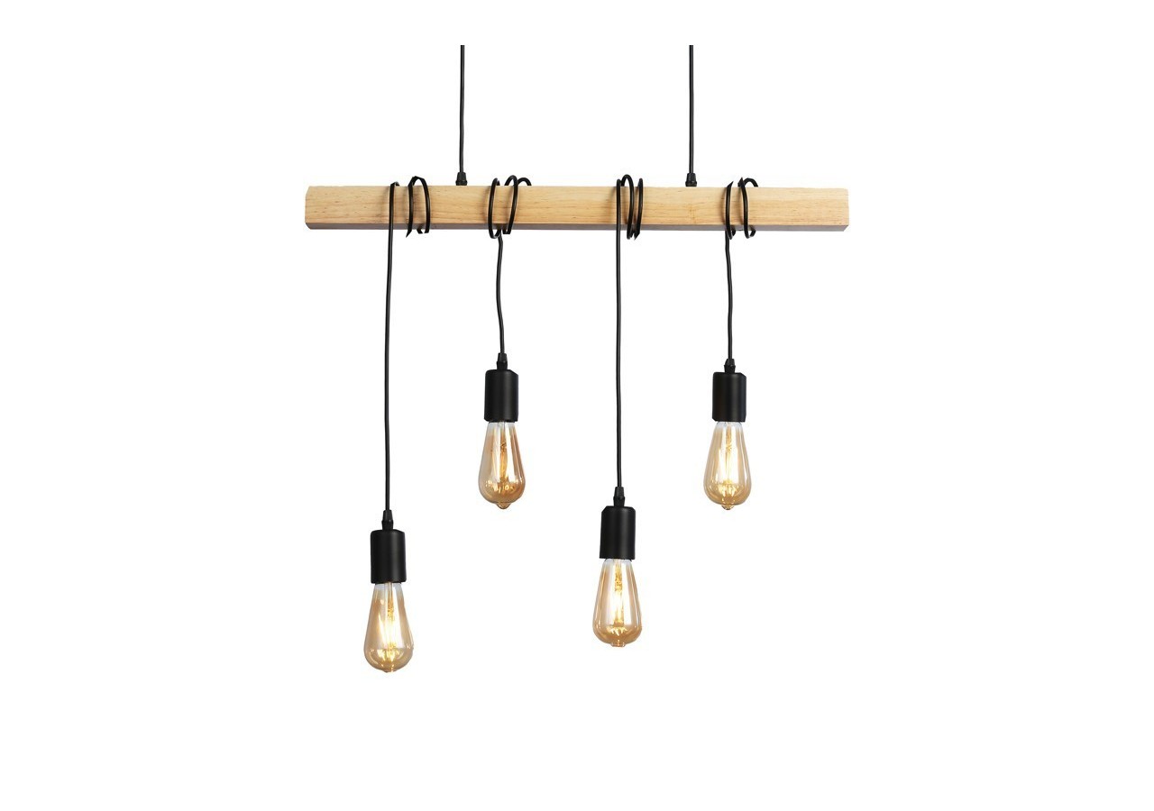 Suspension vintage en bois "Otto" - 4 x E27 - LM131-N - Barcelona LED