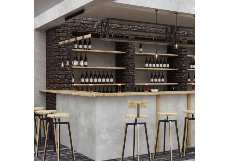 Suspension vintage en bois "Otto" - 4 x E27 - LM131-N - Barcelona LED 2