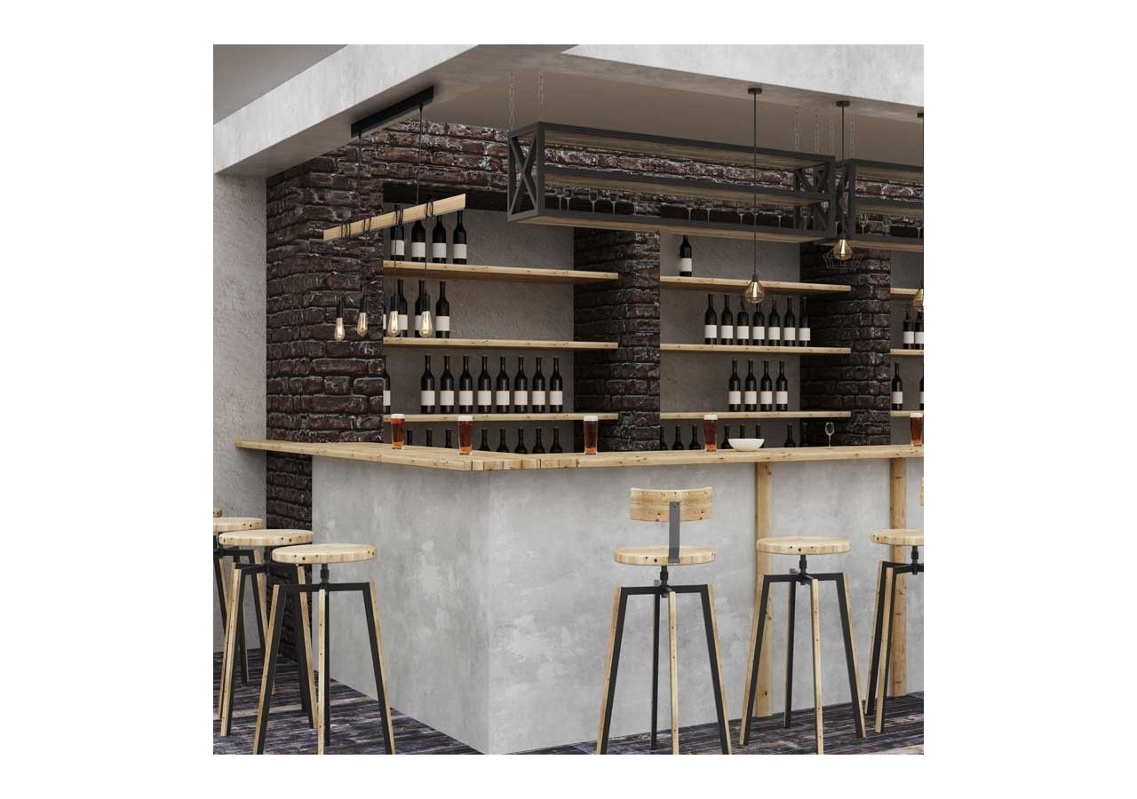 Suspension vintage en bois "Otto" - 4 x E27 - LM131-N - Barcelona LED