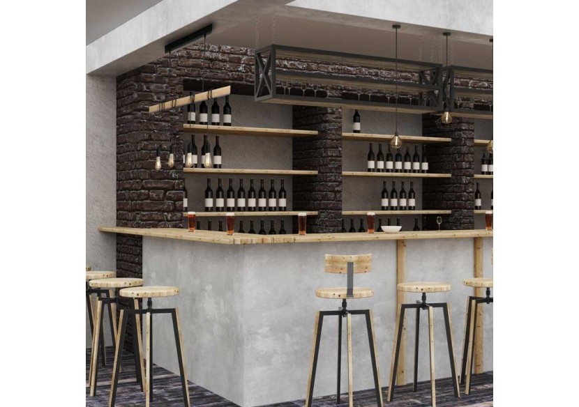 Suspension vintage en bois "Otto" - 4 x E27 - LM131-N - Barcelona LED