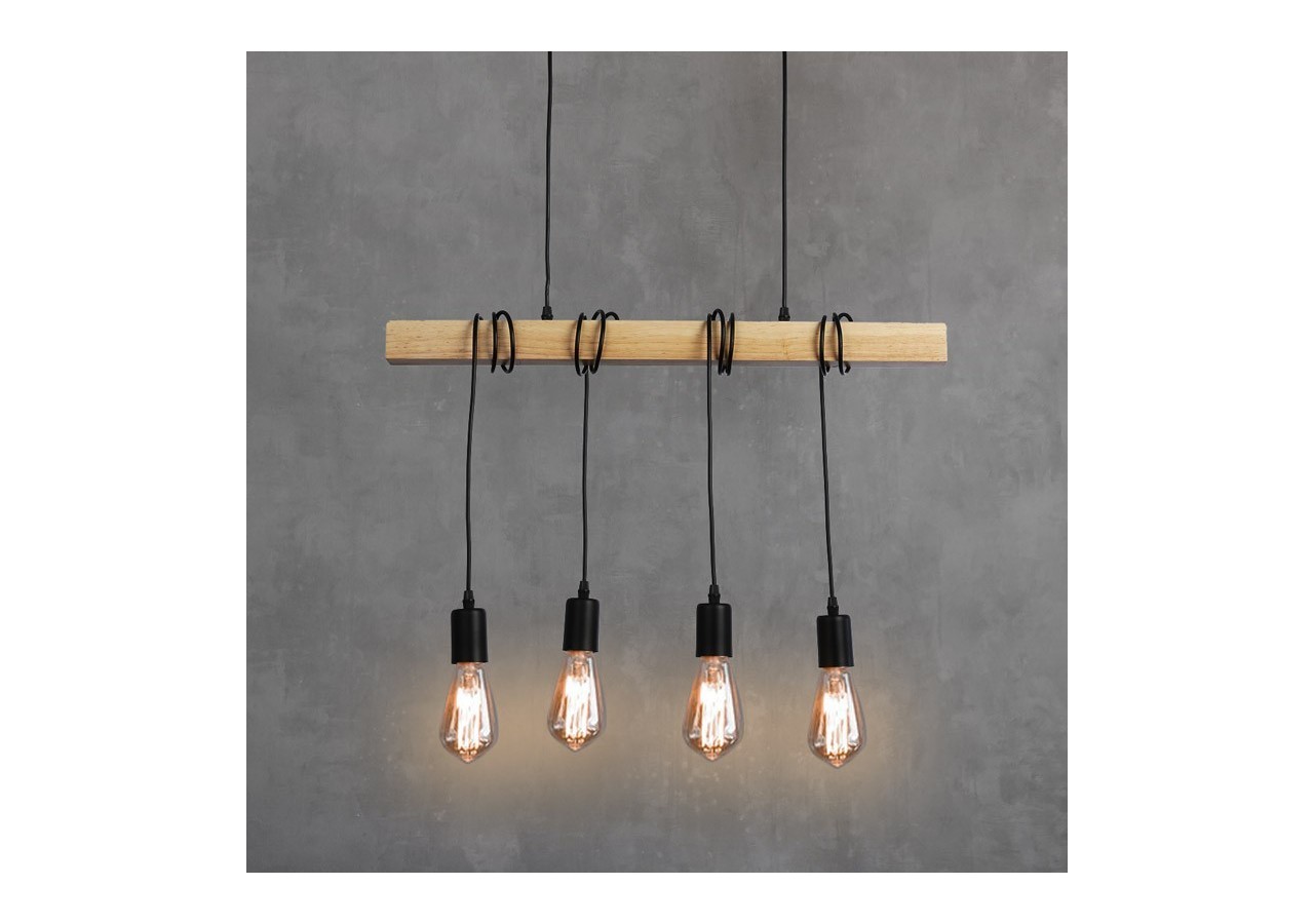 Suspension vintage en bois "Otto" - 4 x E27 - LM131-N - Barcelona LED