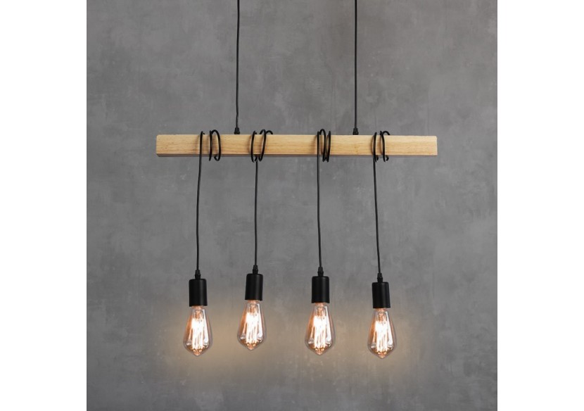 Suspension vintage en bois "Otto" - 4 x E27 - LM131-N - Barcelona LED