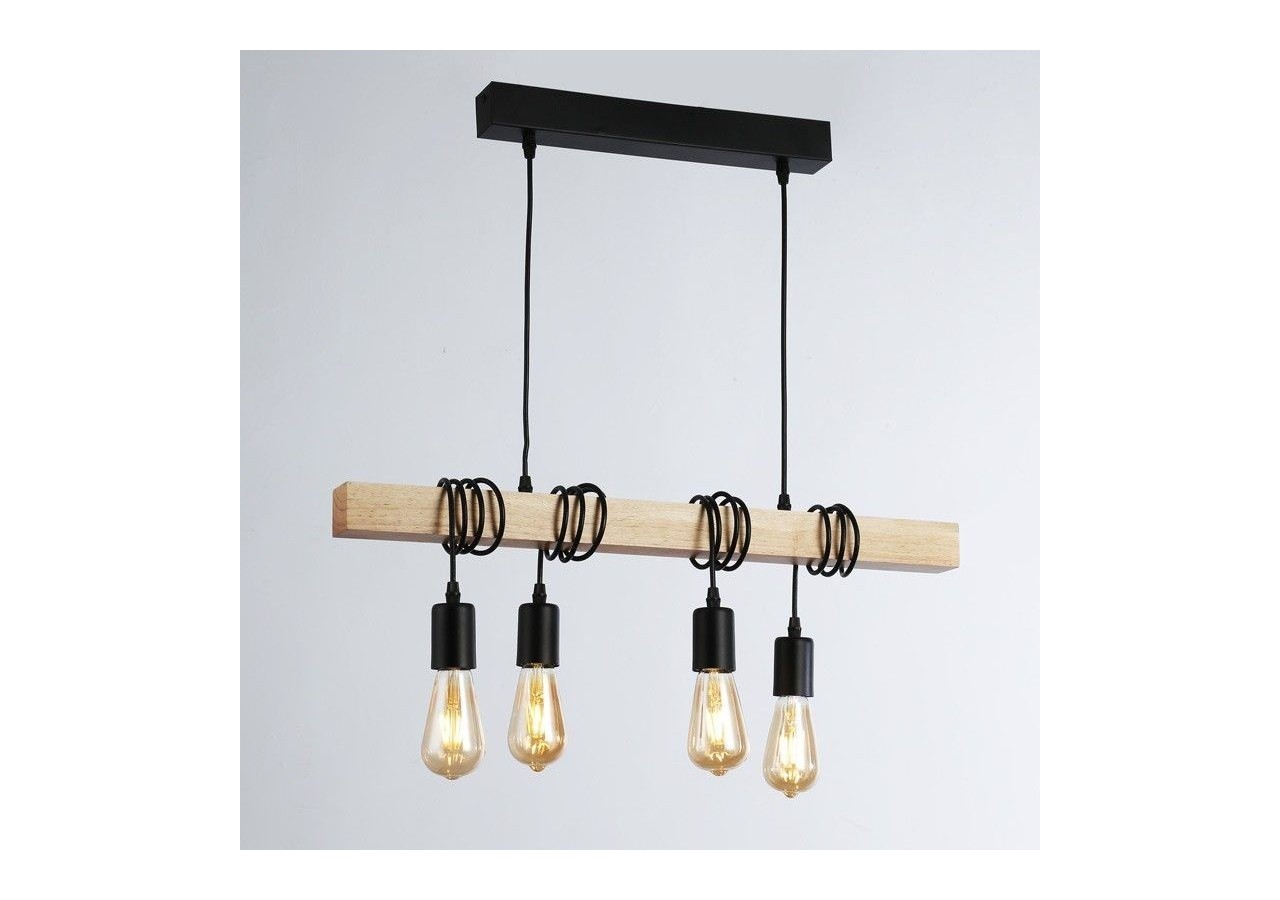 Suspension vintage en bois "Otto" - 4 x E27 - LM131-N - Barcelona LED