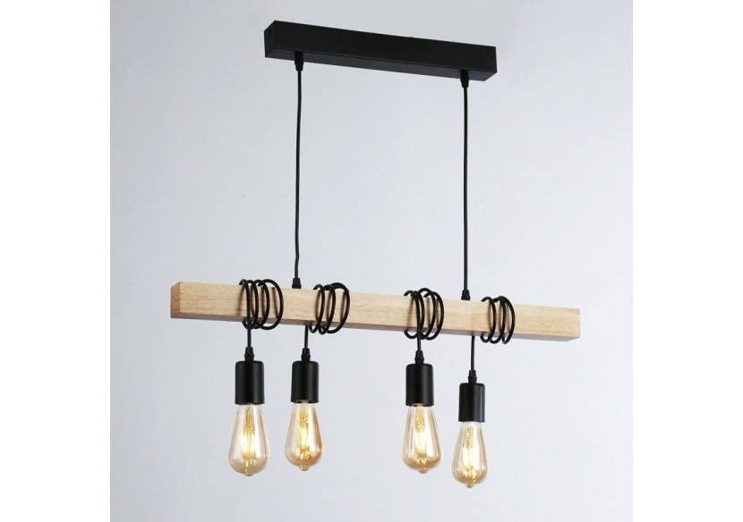 Suspension vintage en bois "Otto" - 4 x E27 - LM131-N - Barcelona LED
