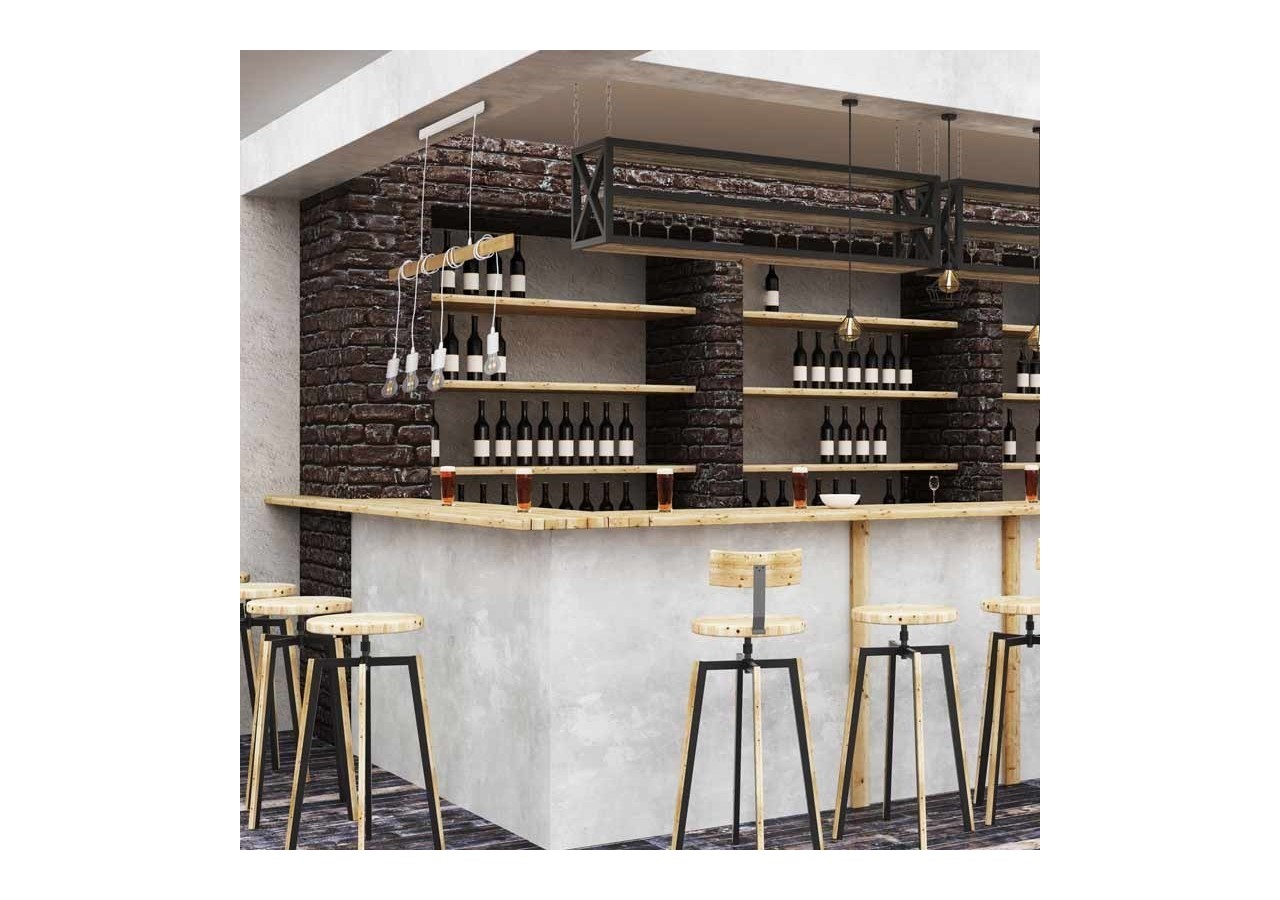 Suspension vintage en bois "Otto" - 4 x E27 - LM131-B - Barcelona LED