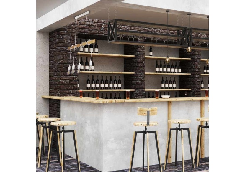 Suspension vintage en bois "Otto" - 4 x E27 - LM131-B - Barcelona LED