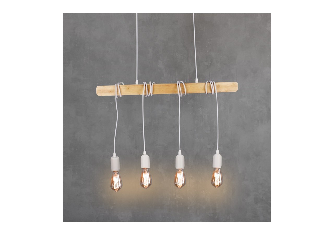 Suspension vintage en bois "Otto" - 4 x E27 - LM131-B - Barcelona LED