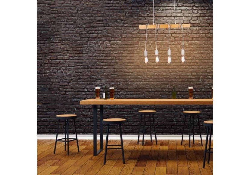 Suspension vintage en bois "Otto" - 4 x E27 - LM131-B - Barcelona LED