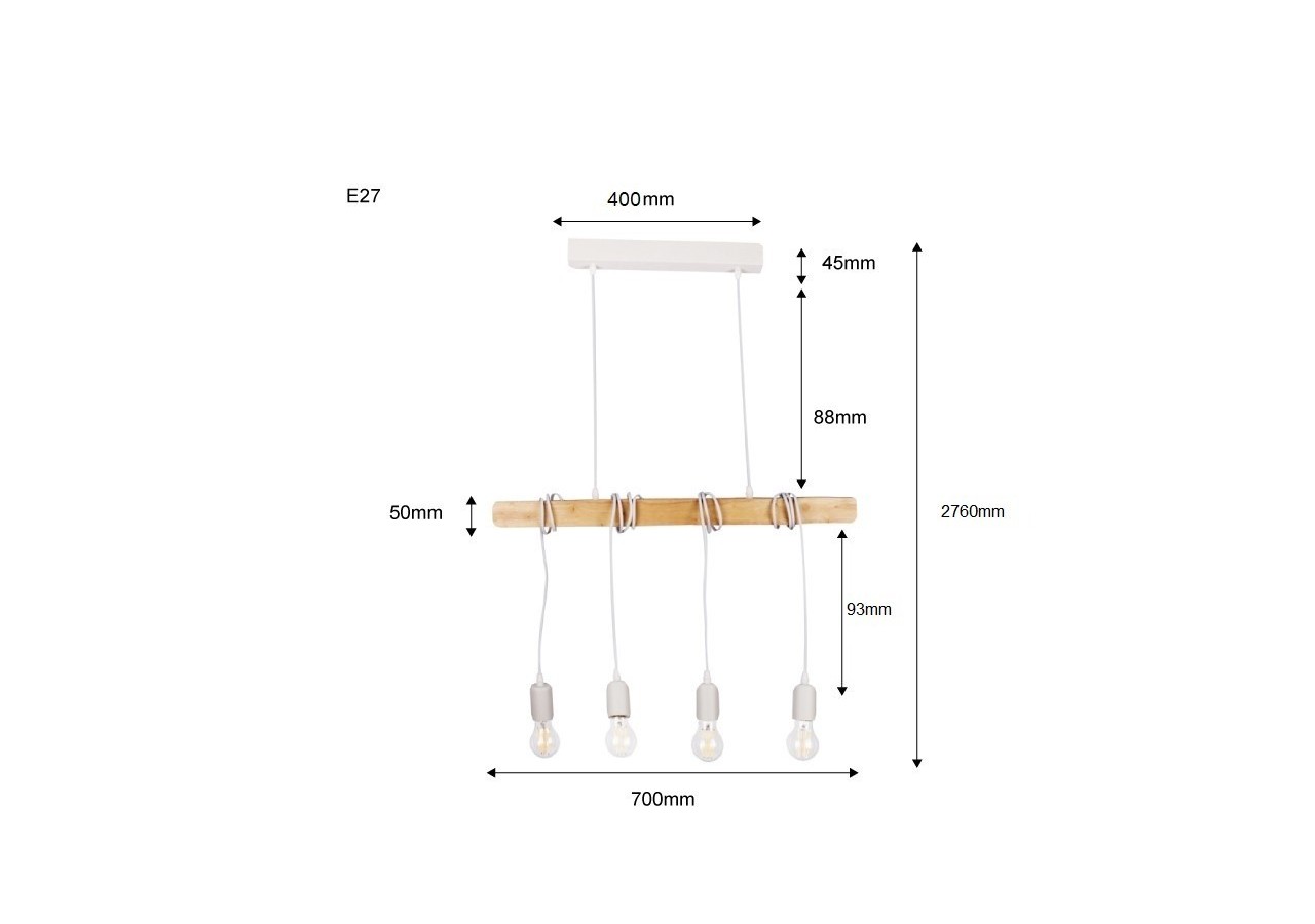Suspension vintage en bois "Otto" - 4 x E27 - LM131-B - Barcelona LED