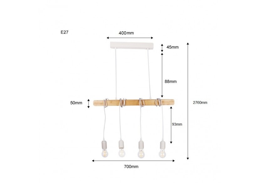Suspension vintage en bois "Otto" - 4 x E27 - LM131-B - Barcelona LED