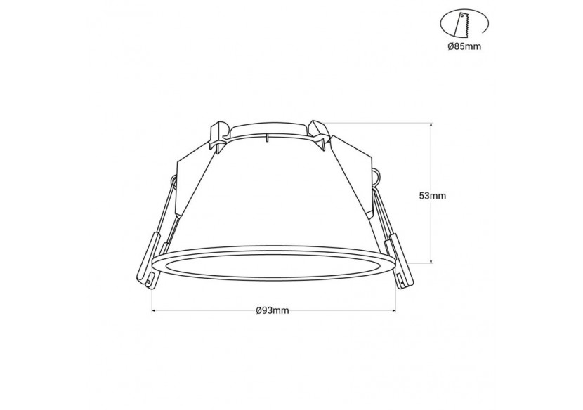 Support encastrable fixe diamètre 93mm avec UGR bas - B987-R-B - Barcelona LED