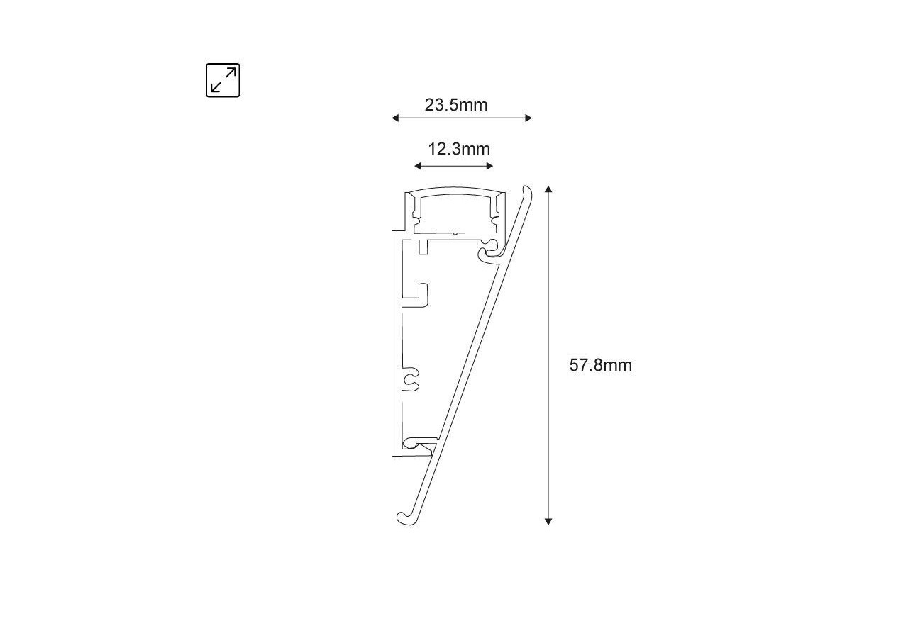 Profilé en aluminium pour ruban LED 23.5x57.8mm (2m) - BPERFALP188-B - Barcelona LED