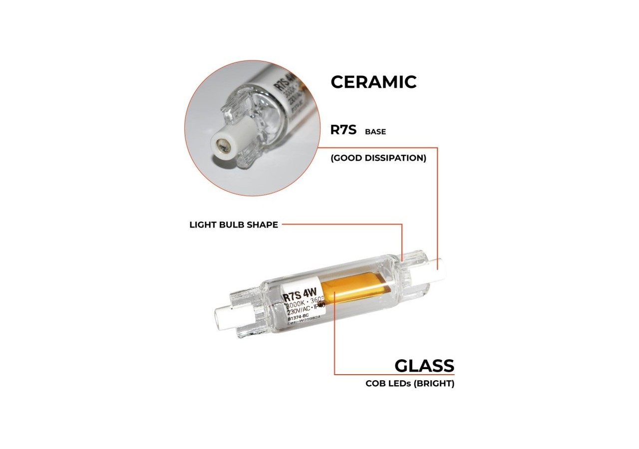 Ampoule LED R7S 78mm - 600lm - COB - 4W - B1374-BC - Barcelona LED