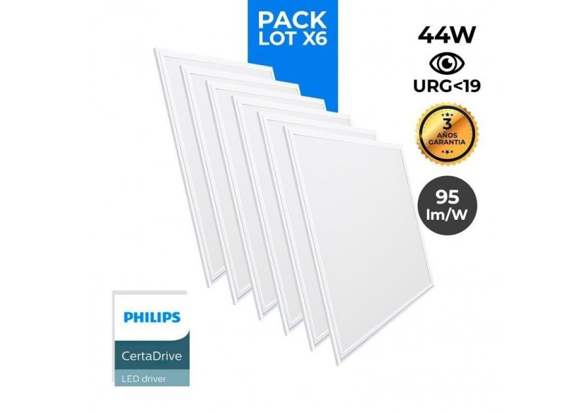 Lot de 6 - Panneau LED 60x60 extra-plat - Driver Philips - 44W - UGR19 - K5235-BF-6 - Barcelona LED Lot de 6 - Panneau LED 60x60 extra-plat - Driver Philips - 44W - UGR19 - K5235-BF-6 - Barcelona LED