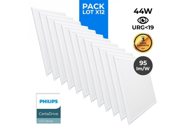 Lot de 12 - Panneau LED 60x60 extra-plat - Driver Philips - 44W - UGR19 - K5235-BC-12 - Barcelona LED