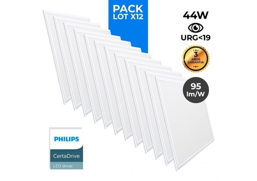 Lot de 12 - Panneau LED 60x60 extra-plat - Driver Philips - 44W - UGR19 - K5235-BN-12 - Barcelona LED Lot de 12 - Panneau LED 60x60 extra-plat - Driver Philips - 44W - UGR19 - K5235-BN-12 - Barcelona LED
