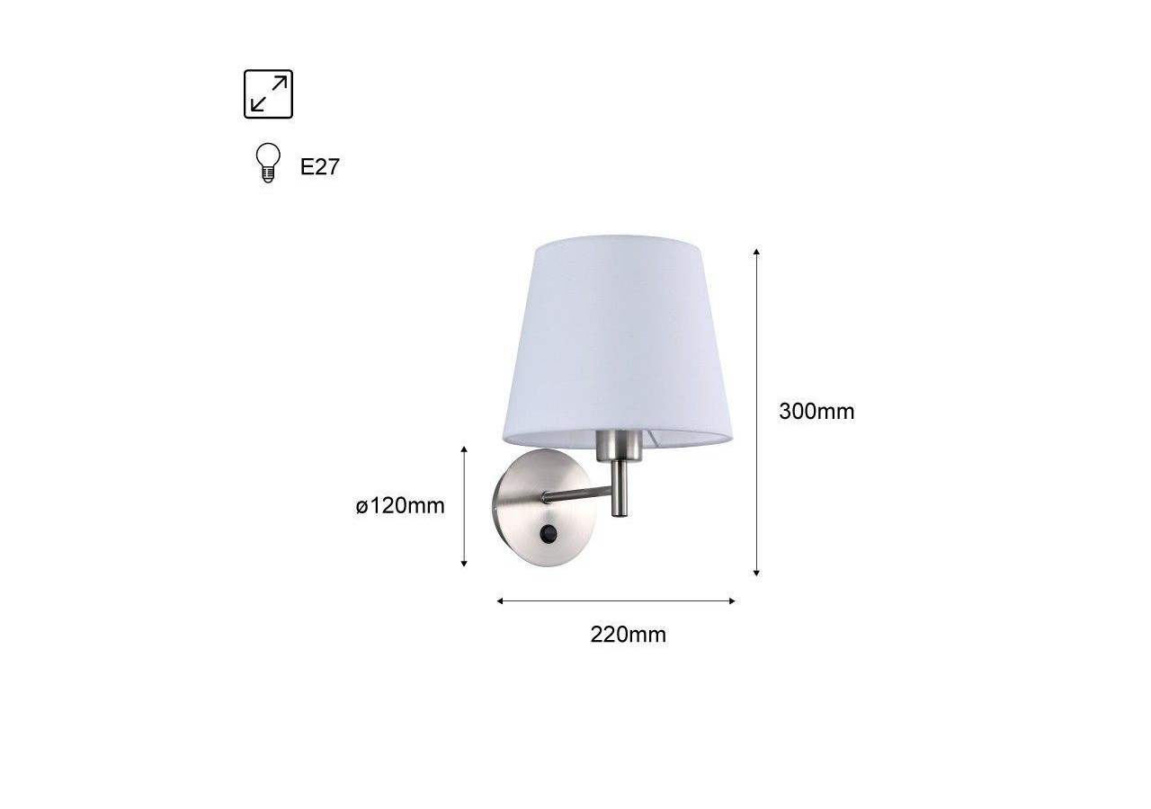 Applique murale avec abat-jour et interrupteur Classic "RIGA" - E27 - L3024-BS - Barcelona LED