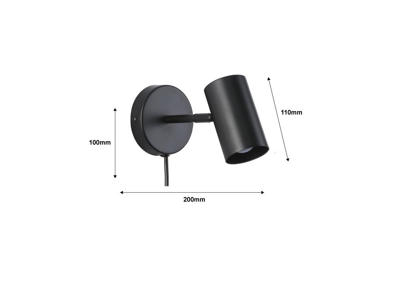 Applique murale d'intérieur orientable "Ben" avec câble et prise - E27 - L3065-EU-N - Barcelona LED