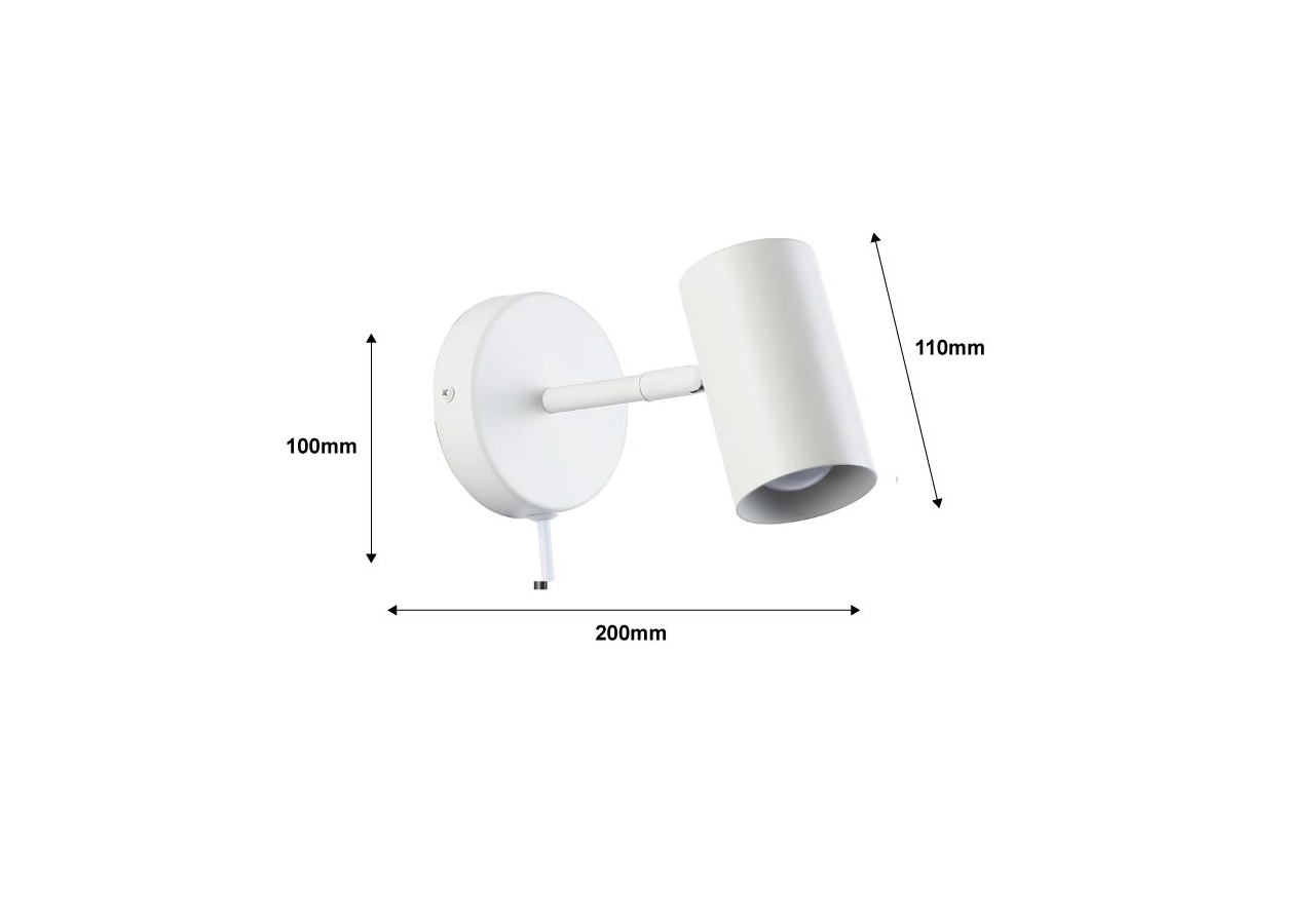 Applique murale d'intérieur orientable "Ben" avec câble et prise - E27 - L3065-EU-B - Barcelona LED