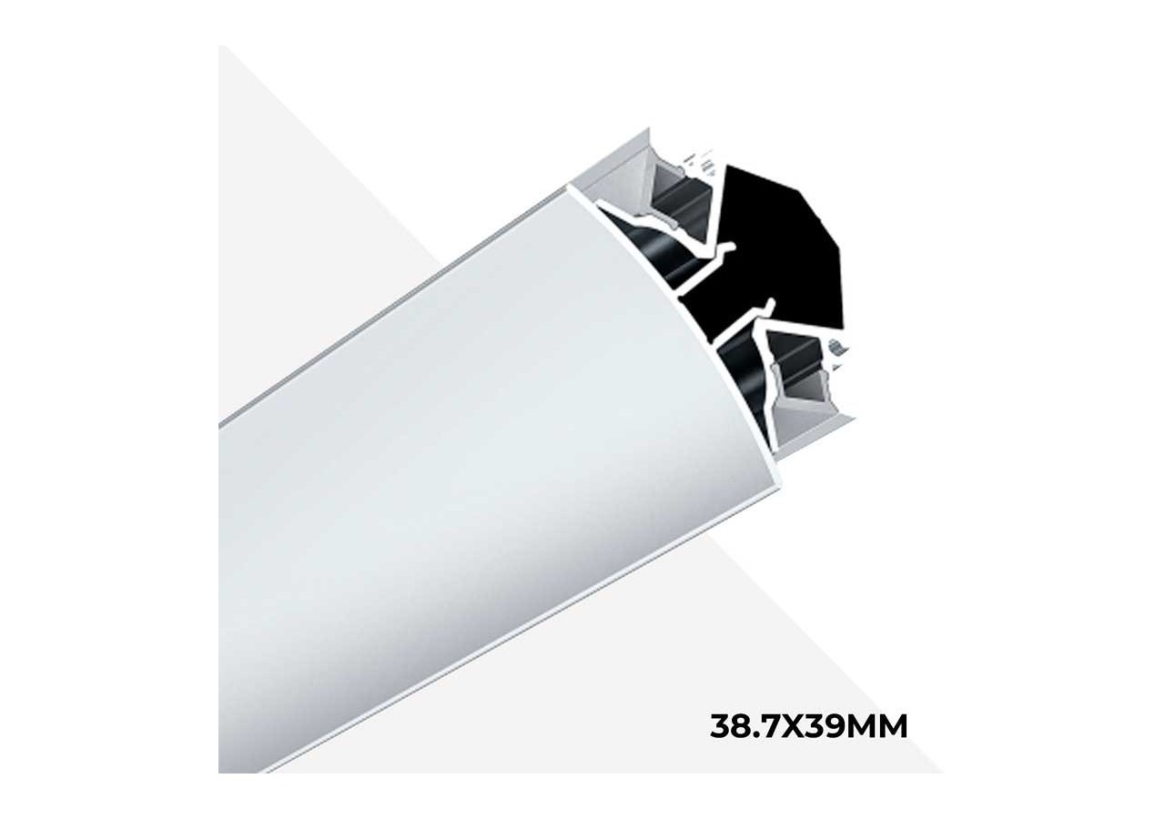 Profilé en aluminium avec double éclairage pour ruban LED, spécial coins. - BPERFALP191-B - Barcelona LED