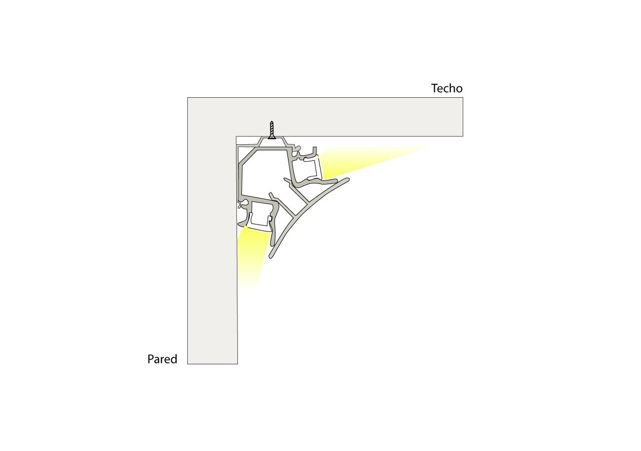 Profilé en aluminium avec double éclairage pour ruban LED, spécial coins. - BPERFALP191-B - Barcelona LED
