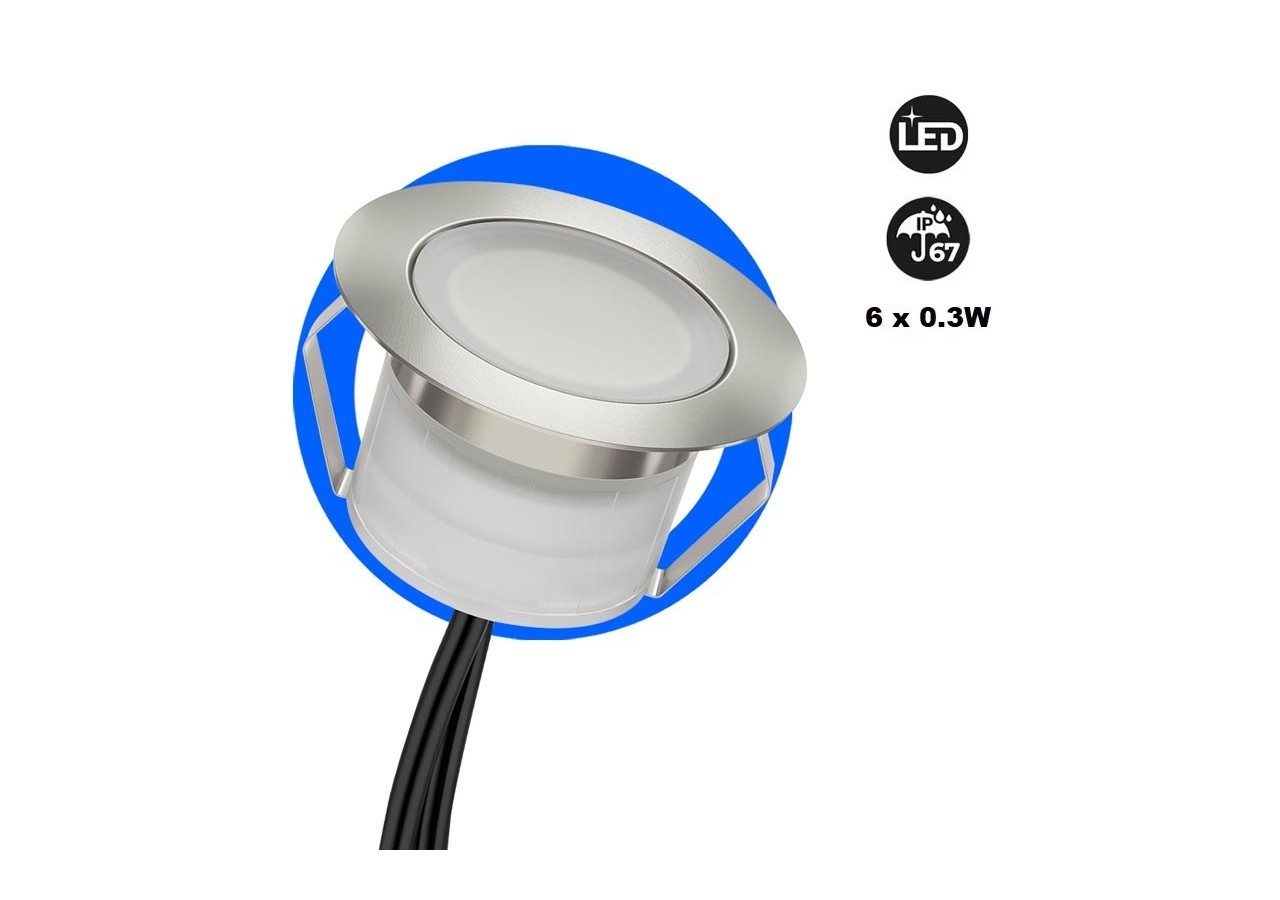 Kit 6 spots LED encastrés au sol 0,3W 12V-DC IP67 - BA50004-AZ - Barcelona LED