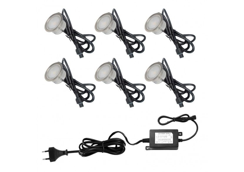 Kit 6 spots LED encastrés au sol 0,3W 12V-DC IP67 - BA50004-AZ - Barcelona LED